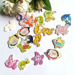 30PCs/lot Ocean Series Buttons for Sewing Decorative Buttons Scrapbooking Crafts Clothing Accessories Wooden Buttons
