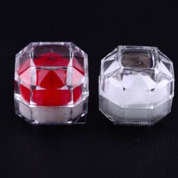 Transparent Diamond Wedding Engagement Ring Box Octagon Container Propose Marriage Rings Display Carrying Case Storage