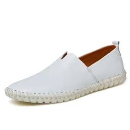 Size 48 49 Genuine Leather Flat Shoes Men Casual White Cowhide Sneaker Male Comfy Driving Loafers Business Dress Shoes Moccasins