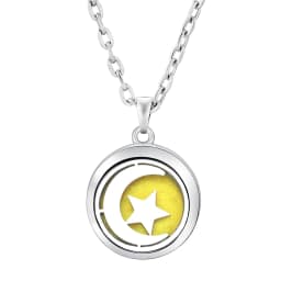 Fashion Aromatherapy Diffuser Star Moon Necklace Stainless Steel High Quality Heart-Shaped Essential Oil Lockets Pendant Jewelry