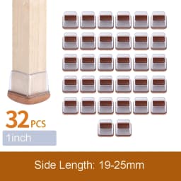 32PCS Table Chair Leg Floor Caps Cover Protectors Non Slip Square TPR Furniture Glides Feet Felt Pads Hardwood Floors Protector