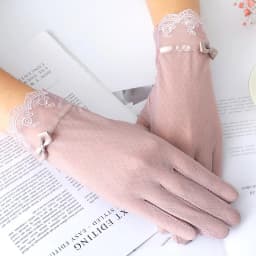 Summer Women Sexy Lace Thin Sunscreen Touch Screen Gloves Soft Ice Silk Skid Driving Anti-UV Elegant Female Outdoor Gloves