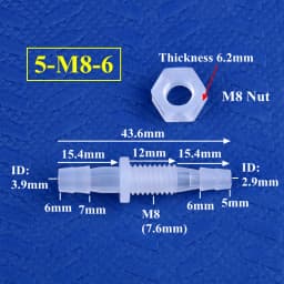 5~200Pcs M6~M10 Thread Hex Nut To 3~8mm PP Pagoda Direct Connectors Aquarium Tank Air Pump Adapter Irrigation System Hose Joints