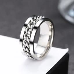 Rotatable Chain Rings For Men Stainless Steel Cuba Chain Wedding Men's Anti Stress Jewelry Bottle Opener Ring Gift