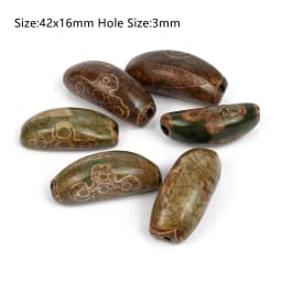 1/2pcs Prayer Mala Tibetan Mystical Dzi 3 Green Eyes Oval Agates Beads For Jewelry Making DIY Bracelet Necklace Charms Findings