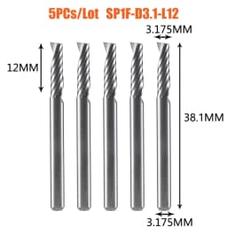 Dreanique 5pc/lot Single Flute Spiral End Mill CNC 3D Advertisement Engraving 1 Flute Bit for wood Acrylic Aluminum Plastics Cut