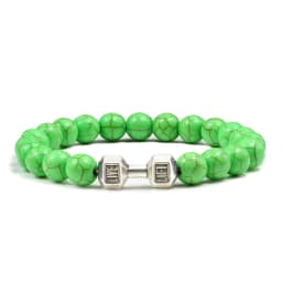 High Quality Men Beaded Bracelet Natural Black Lava Stone Dumbbell Charm Bracelets Energy Fitness Barbell Fashion Women Jewelry