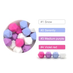 LOFCA Mini Hexagon 20pcs Silicone Beads 14mm Chewing Beads Charm Baby Teether Newburn Teething Necklace Pacifier Clip