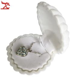 Bulk Sale 10Pcs Cute Shell Shape Velvet Earring Case Engagement Party Necklace Pendant Jewelry Display Storage Wedding Gift Box