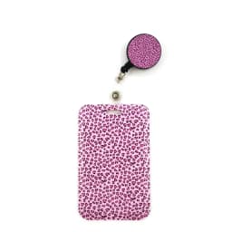Pink Leopard Print Lanyard Credit Card ID Holder Bag Student Women Travel Card Cover Badge Car Keychain Decorations