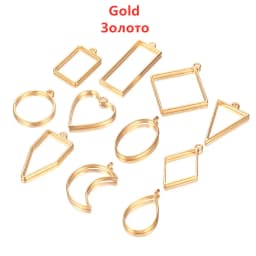 11Pcs/Lot 8 Colors Assorted Geometric Hollow Pressed Flower Frame Pendants Resin for Jewelry Making Necklace Pendant Bezel Mold