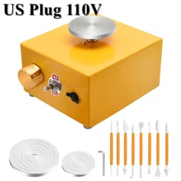 Electric Pottery Wheel with LCD Display 25CM 350W Pottery Wheel Ceramic Work Clay DIY Craft Dual Control Removable ABS Basin