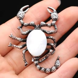 Natural Stone Shell Scorpion Brooch Pins Rose Quartzs Pendant for Women DIY Necklace or Dual Use Brooches Jewelry Accessories