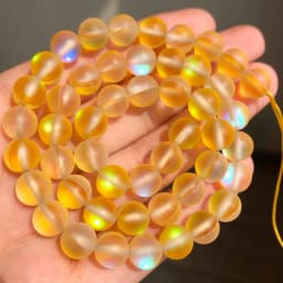 Matte Austria White Pink Crystal MoonStone Glitter Round Natural Loose Bead For Jewelry Making Diy Bracelet Necklace 6 8 10 mm