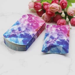 12/50pcs Beautiful Flower Pattern Pillow Shape Paper & Kraft Wedding Candy & Birthday Gift Storage Box Size 20X55X80mm