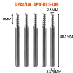 Dreanique 5pc/lot Single Flute Spiral End Mill CNC 3D Advertisement Engraving 1 Flute Bit for wood Acrylic Aluminum Plastics Cut