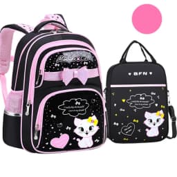 New Korean Primary PU leather School Bag 2020 Fashion Cute Girls With Cute Cat Orthopaedic Waterproof Backpack