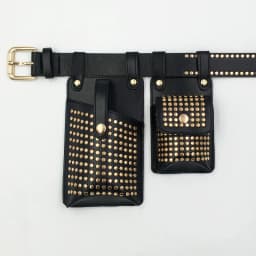 2PCS Rivets Belt Bag For Women Punk Motorcycle Waist Bags Female Fanny Pack Crossbody Function Chest Bag Hip Hop Phone Purse