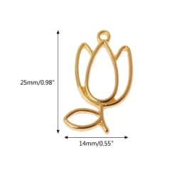 5Pcs Tulips Flower Metal Frame Pendant Open Bezel Blank Setting UV Resin Jewelry