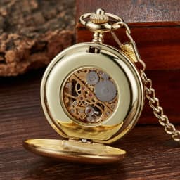 Vintage 2 Sides Open Case Mechanical Men's Watch Double Face Roman Dial Clock Hand Wind Pocket Watch With FOB Chain Gift