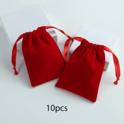 10pcs Pink Thick Velvet Jewelry Packaging Bag Drawstring with Ribbon Rings Board Game Tarots Playing Cards Storage Organizer Bag