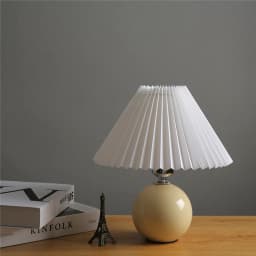 Japanese-style Ceramic Table Lamps for Living Room Pleated Skirt Lampshade Warm Bedroom Lights Bedside Lamp Home Deco Lighting