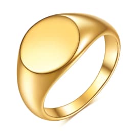 Women Signet Ring Polished Seal Chunky Oval Width Ring Stainless Steel Simple Punk Fashion Jewelry Accessories