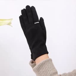 Women's Winter Plus Velvet Thicken Warm Touch Screen Gloves Elegant Pearl Suede Windproof Full Finger Cycling Driving Gloves K43