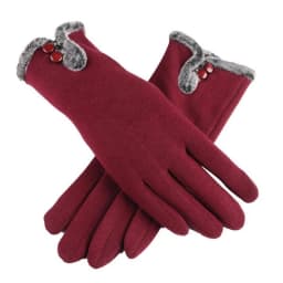 Women Plush Button Double Layer Cotton Touch Screen Driving Gloves Winter Cashmere Thicken Full Finger Cycling Warm Mittens G82