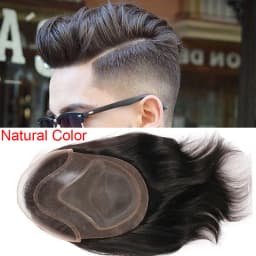 1B20 1B80 Grey Silver Hair Toupee for Men Mono Base with PU Human Hair Pieces Replacement System Lace Front Natural Hairline