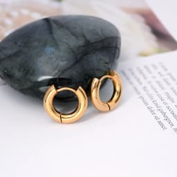 Chunky Thick Stainless Steel Huggie Hoop Simple Piercing Small Black Women Man Big Circle Hoops Earring Round Jewelry