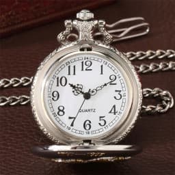 Golden Sailing Boat Design Quartz Pendant Pocket Watch Arabic Numerals Round Dial Silver Fob Pocket Clock