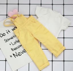 1/6BJD doll clothes fashion denim bib long + short sleeve shirt casual suit for yosd, 30cm SD DD bjd doll clothes accessories