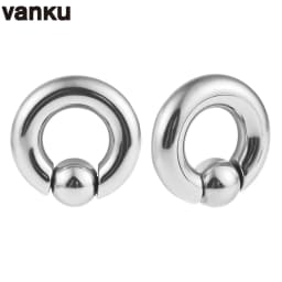 Vanku 2pcs Stainless Steel Ear Piercing Weights Stretcher Expander Ear Gauge Round Ball Closure Nose Septum Ring Jewelry