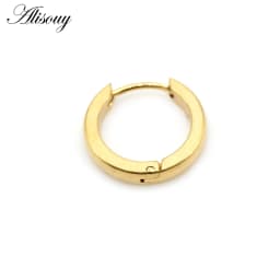 Alisouy 2pcs Small Hoop Earrings Women Men Circle Round Clip Earrings High Polish Stainless Steel Ear Piercing Bijoux Jewelry
