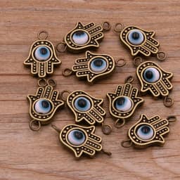 10PCS 13*22mm Fatima Hamsa Hand 10 Color Evil Eye Spacer Bead Connector For DIY Bracelets Necklace Jewelry Handmade Making
