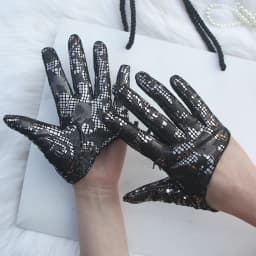 Sunscreen Gloves Women's Single Genuine Leather Half-palm Gloves Real Sheepskin Stage Show Driving gloves No Lining
