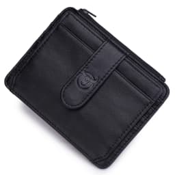 BULLCAPTAIN Genuine Leather RFID Blocking Zipper Card Holder Credit Cart Wallet Mini Slim Wallet Card & Id Holders Man Business