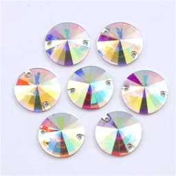 7 Sizes Round Resin Sew on Rhinestone Crystal AB Silver Flatback Sewing Stone Strass for Clothing Accessories Shoes