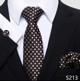 Newest Style Holiday Present 100% Silk Tie Pocket Squares Cufflink Set Necktie Men Dark Blue Wedding Accessories Office Cravat