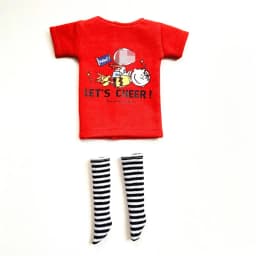 2pcs/Set of Blyth Clothes, Beautiful Print Short T-Shirt + Striped Socks, Can Be Used for 1/6 Doll Accessories