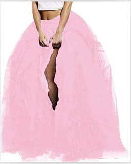 Women Tutu Long Skirt Front Split Layered Tulle Maxi Puffy Skirts Floor Length Wedding Night Out Party Club Clothes