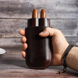 CONTACT'S FAMILY Leather Cigar Case Multiple Cigars Sets Storage Portable Cigar Box Humidor Box for Travel Gift for Man Father