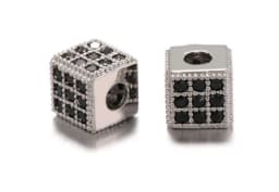 6*6mm Cube micro pave cz cubic zirconia spacer beads Brass Metal Crystal bracelet necklace for DIY making fhh3453