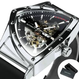 WINNER Sports Triangle Skeleton Automatic Men Watch Luminous Pointers Fashion Rubber Strap Luxury Military Mechanical Watches