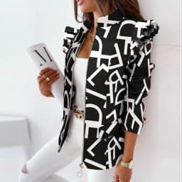 2023 Elegant Stand Collar Office Lady Blazer Coat Women Plaid Print Zipper Tops Jacket Spring Autumn Long Sleeve Ruffle Cardigan