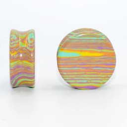 2PCS Natural Stone Double Flared Plug Opal Quartz Ear Tunnel Gauge Colorful Stone Ear Expander Weight Body Piercing Jewelry
