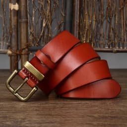 3.8CM Male Belt Cowskin Genuine Leather Strap Pure First Layer Cowhide Retro Pin Copper Buckle Jeans Men Belt For Jeans