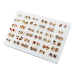 100/36Pair Colorful Fruit Flower Heart Star Crystal Stud Earrings Set Women Girls Small Plastic Geometric Crown Earrings Jewelry