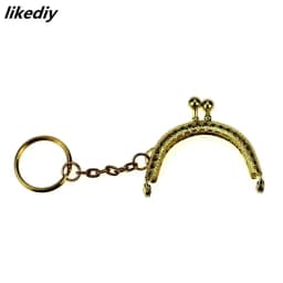 1 Piece 5 CM Half Round Metal Purse Frame Kiss Clasp Lock With Key Ring Bag Parts Accessories